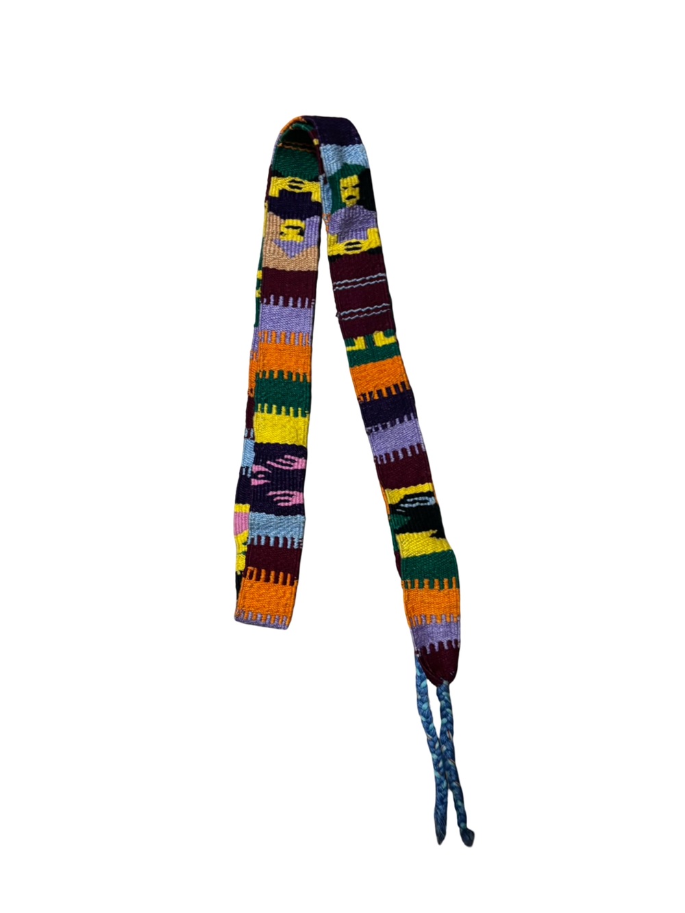 Hand Crafted Multicolor  Hobo Boho Hippie Handwoven Knit Belt with Braided Ends